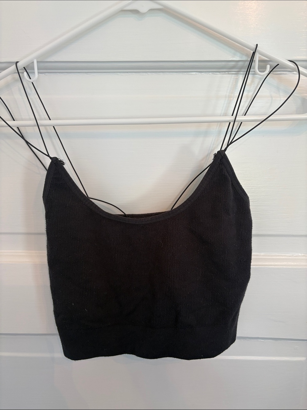 Urban Outfitters Black Double-Strap Knit Cropped Camisole